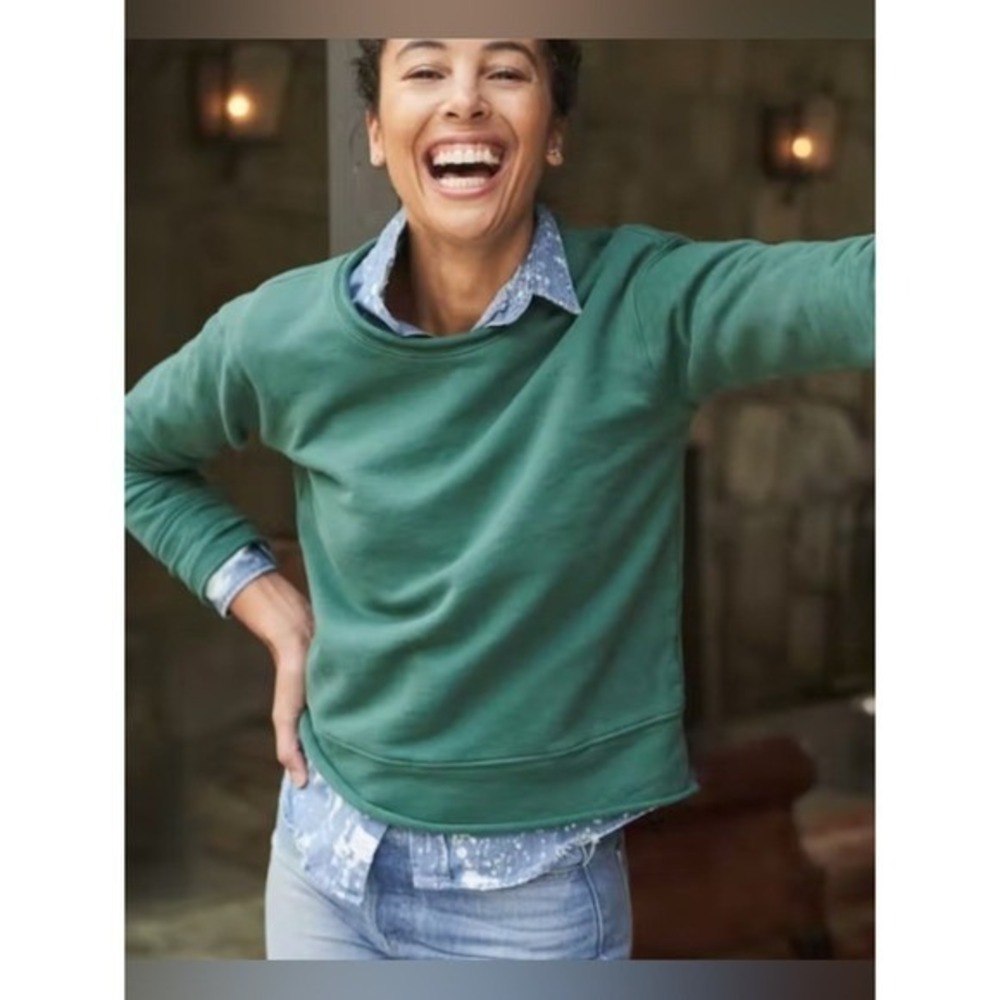 Frank & Eileen Green James Boyfriend Crew Neck Sweatshirt L Minimalist Elevated